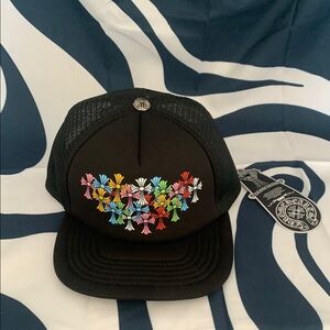 Chrome Hearts Black Cap with Colorful Floral Design
